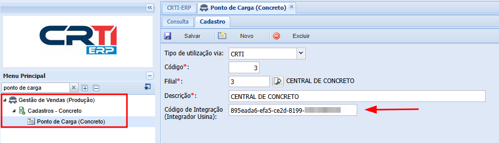 Código do Ponto de Carga